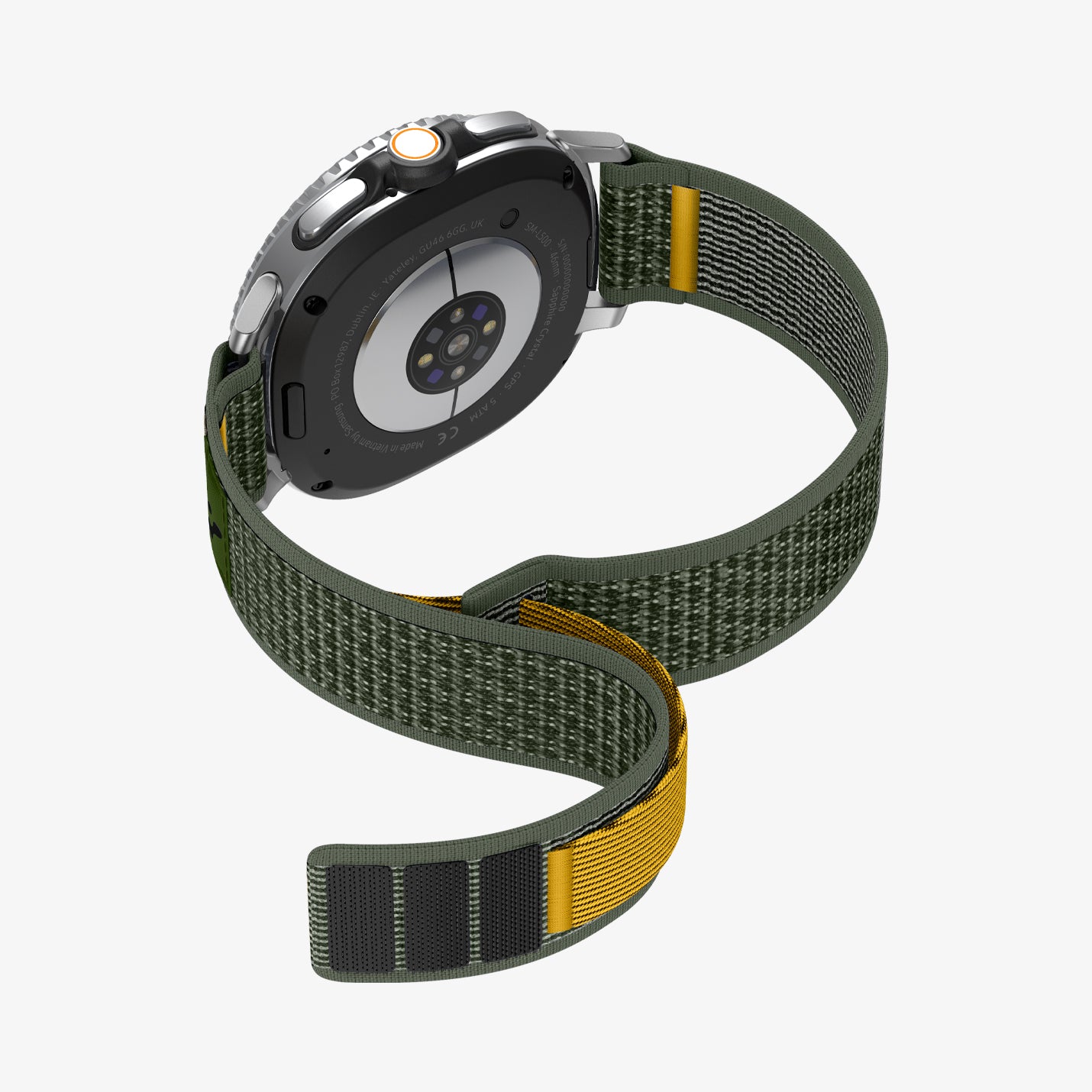 AMP10113 - Galaxy Watch 8 (44mm) Athlex Air in Active Green showing the back, partial sides, inner side and bottom