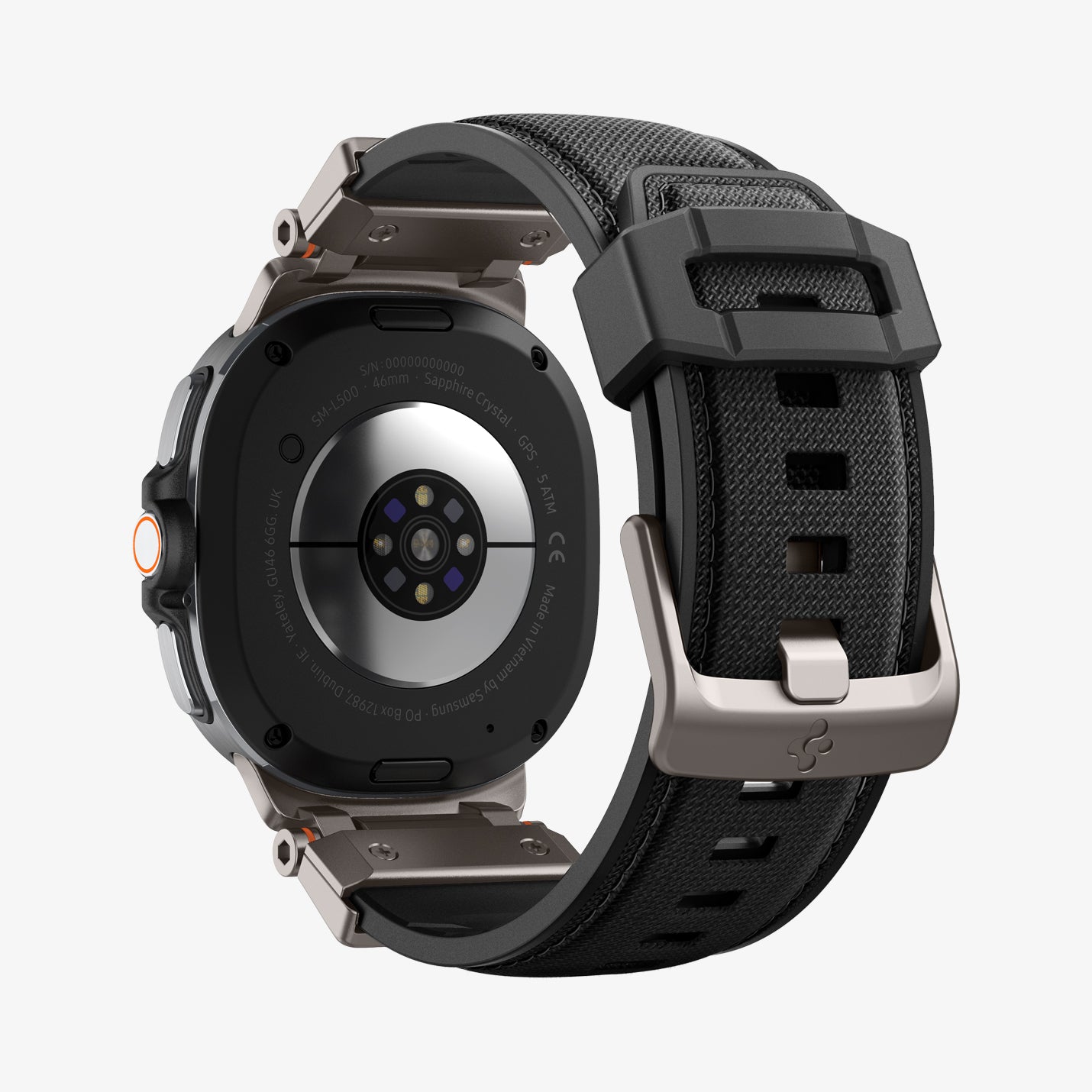 AMP10118 - Galaxy Watch 8 Series DuraPro Armor band in black showing the back and partial inside of band