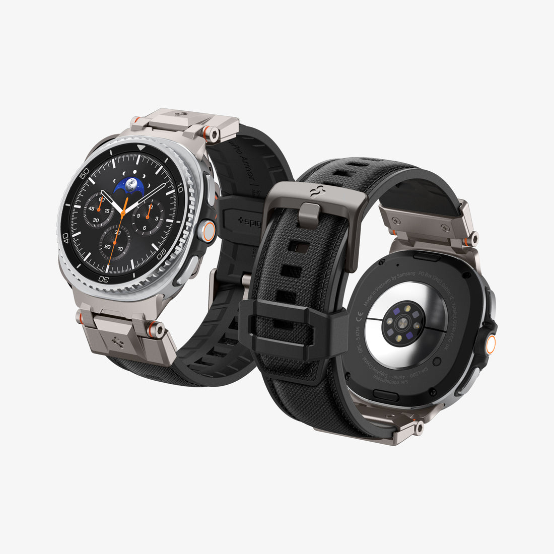 AMP10118 - Galaxy Watch 9 Series DuraPro Armor band in black showing the front and back