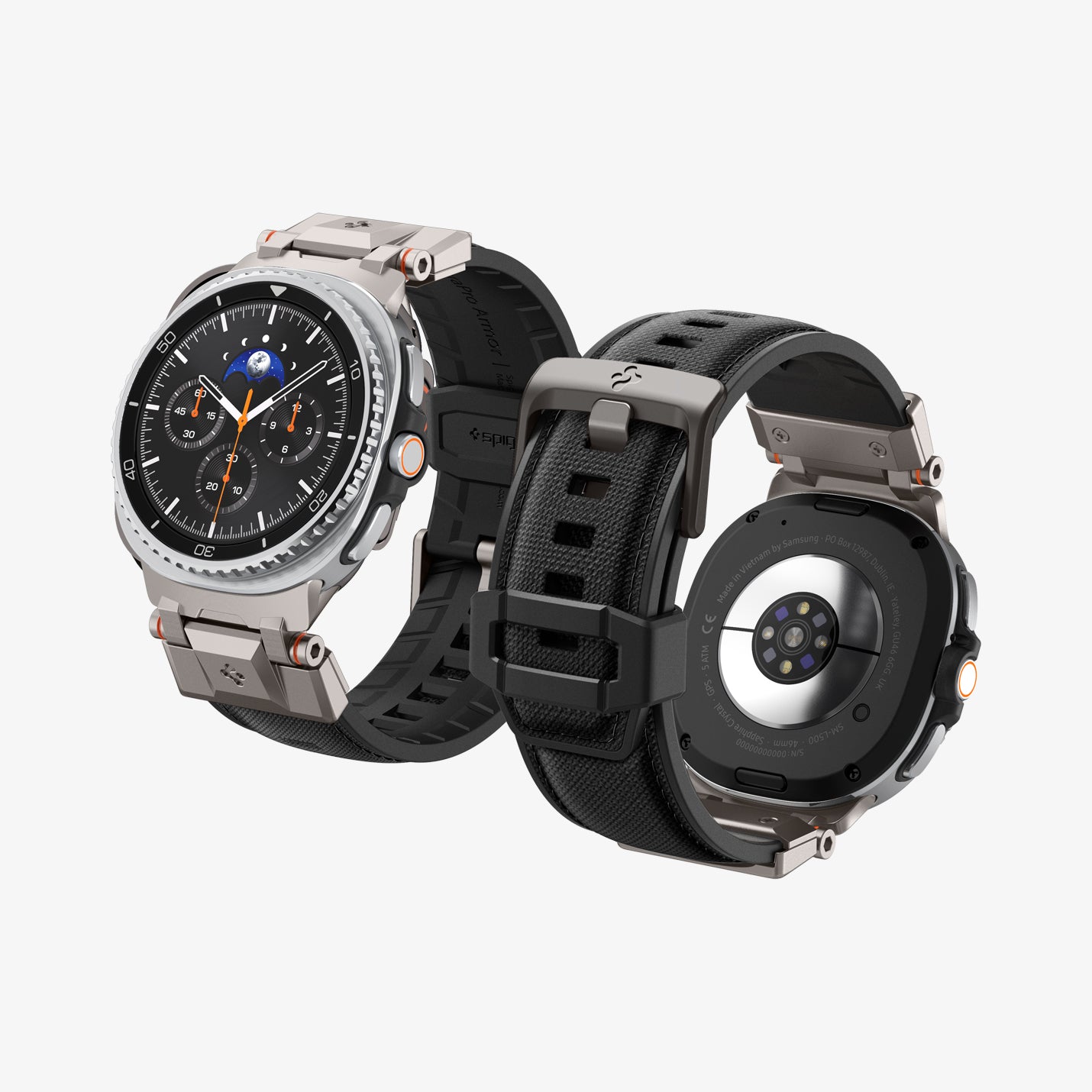 AMP10118 - Galaxy Watch 8 Series DuraPro Armor band in black showing the front and back