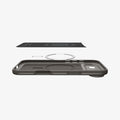 ACS09918 - iPhone 17 Air Thin Fit (MagFit) in Gunmetal showing the inner layer hovering above the detached magnet ring plate and the case