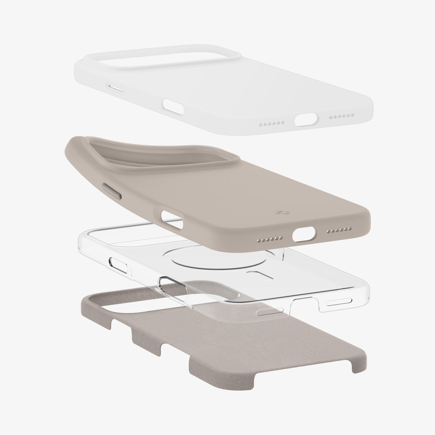 ACS09957 - iPhone 17 Pro Silicone Fit (MagFit) Case in stone showing the multiple layers of case