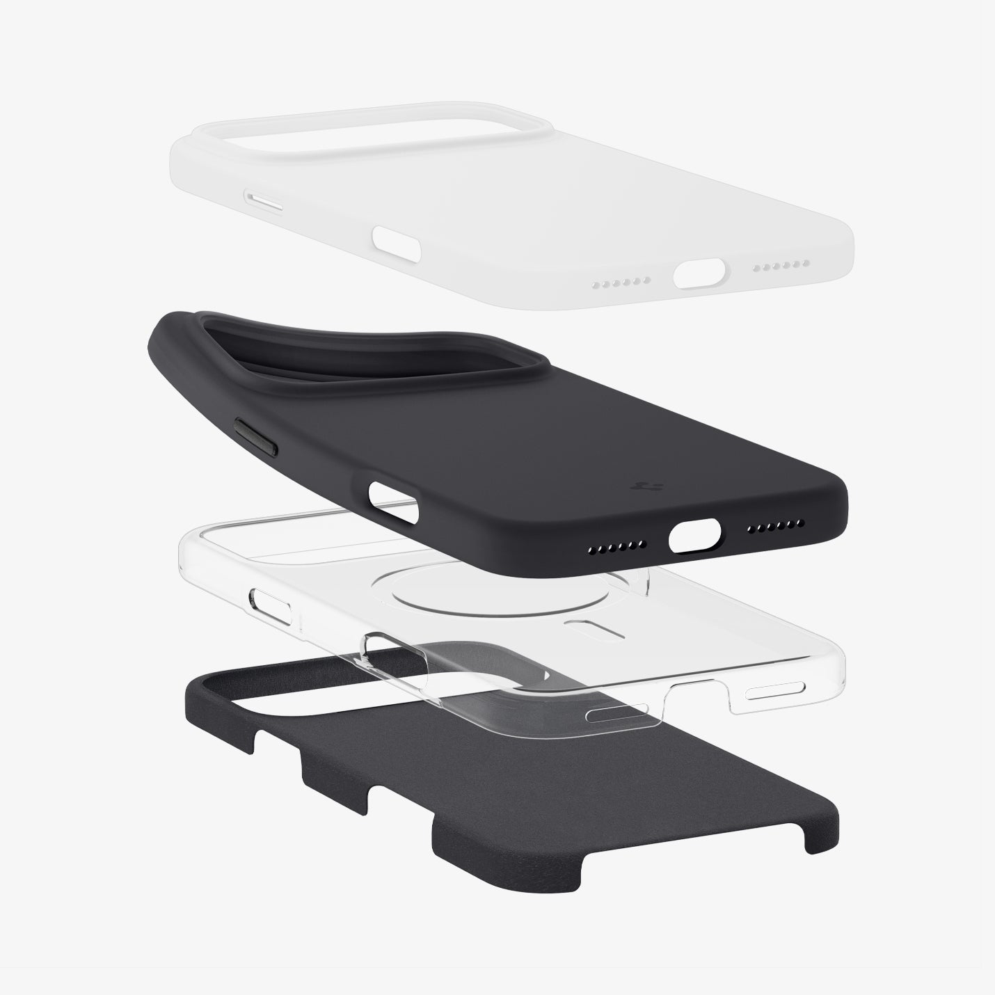 ACS09955 - iPhone 17 Pro Silicone Fit (MagFit) Case in black showing the multiple layers of case