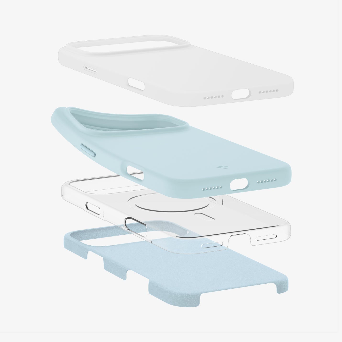 ACS10048 - iPhone 17 Pro Max Silicone Fit (MagFit) Case in blue showing the multiple layers of case
