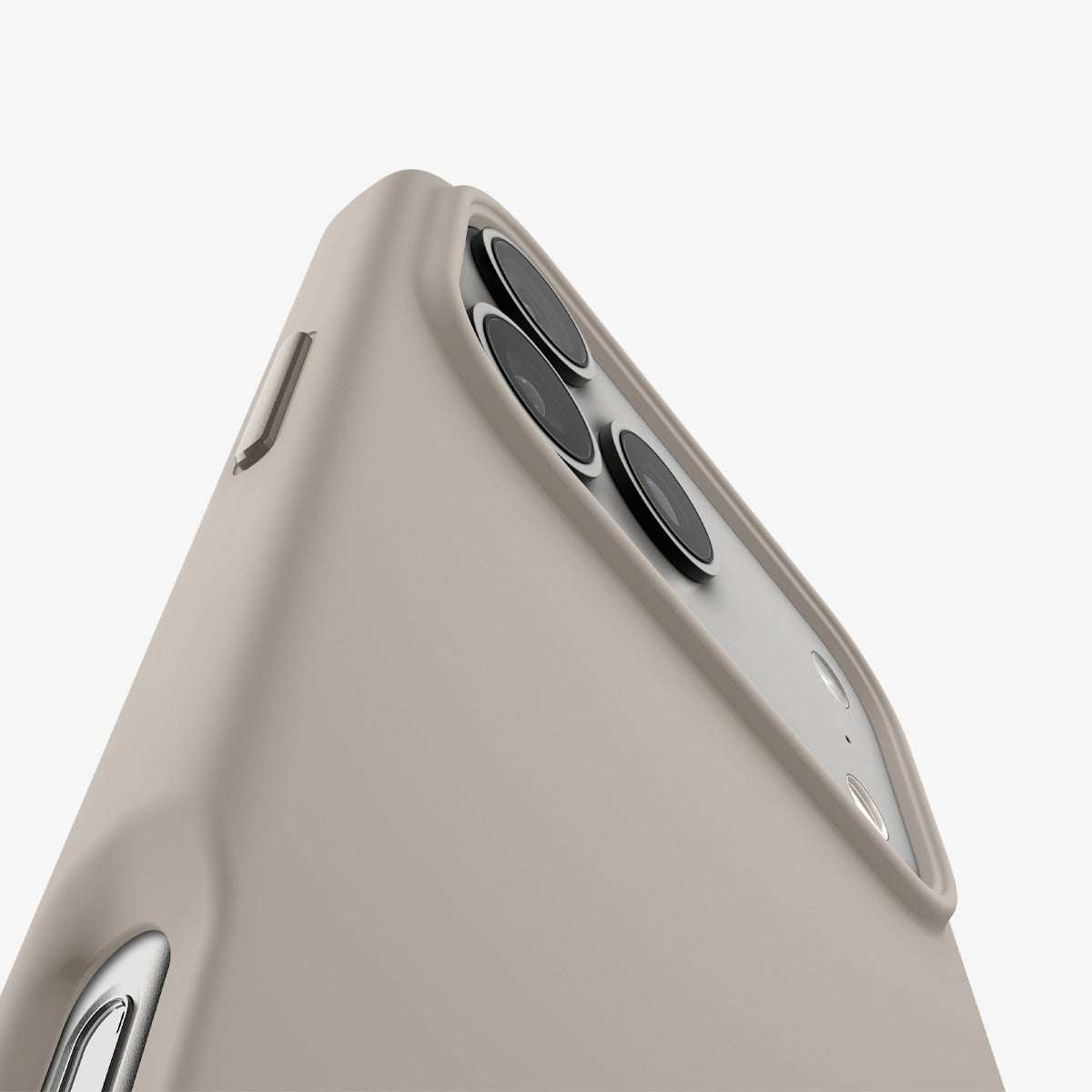 ACS09957 - iPhone 17 Pro Silicone Fit (MagFit) Case in stone showing the back and side zoomed in