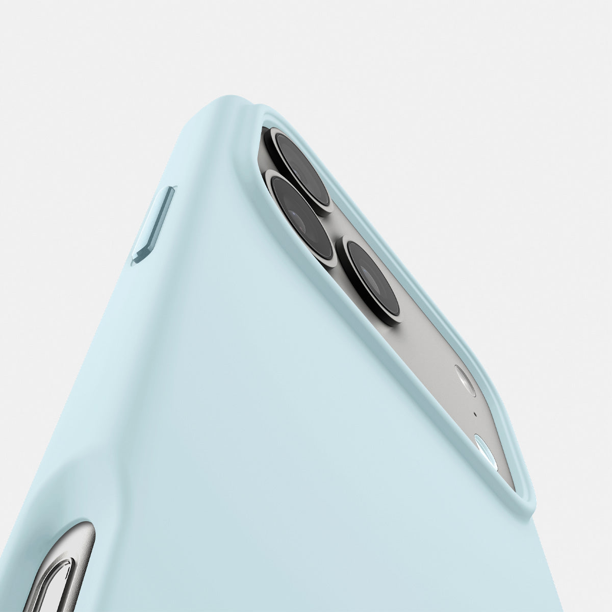 ACS10079 - iPhone 17 Pro Silicone Fit (MagFit) Case in blue showing the back and side zoomed in