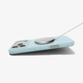 ACS10079 - iPhone 17 Pro Silicone Fit (MagFit) Case in blue showing the back and side