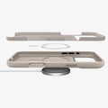 ACS09957 - iPhone 17 Pro Silicone Fit (MagFit) Case in stone showing the side and multiple layers of case