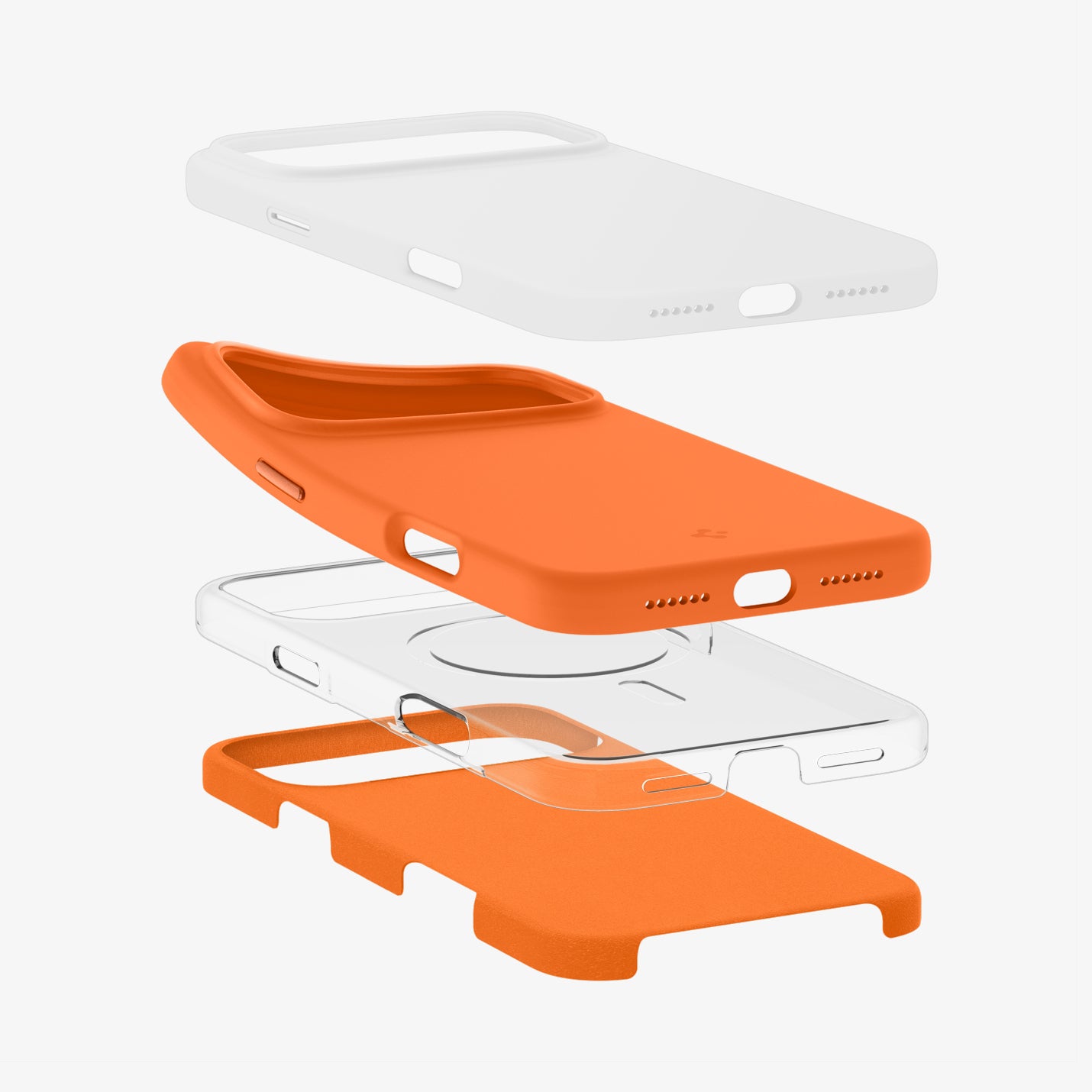 ACS11378 - iPhone 17 Pro Silicone Fit (Mag Fit) in Cosmic Orange showing the multiple layers of case