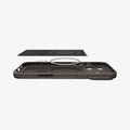 ACS09881 - iPhone 17 Pro Max Thin Fit (MagFit) in Gunmetal showing the inner layer hovering above the detached magnet ring plate and the case