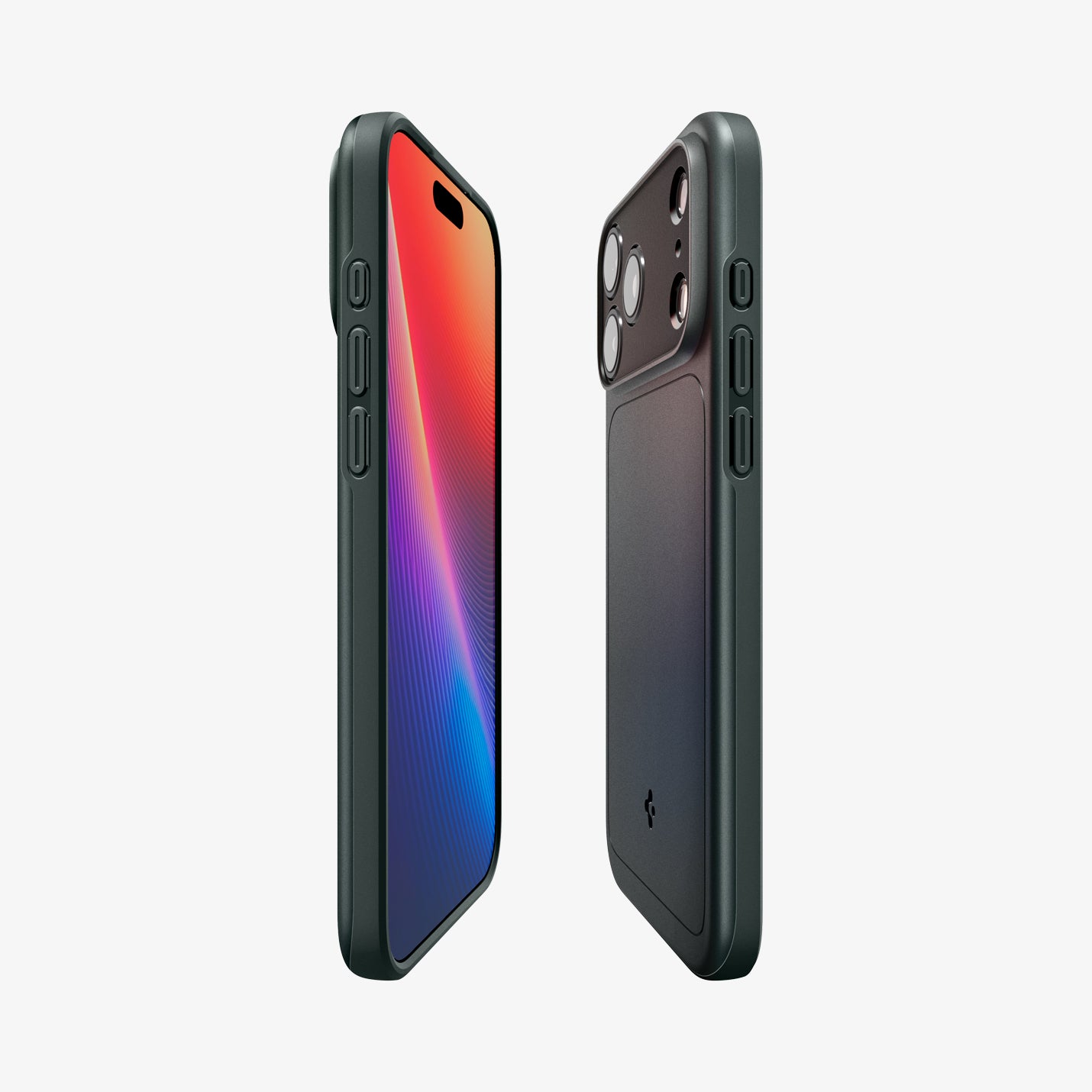 ACS09935 - iPhone 17 Pro Thin Fit (MagFit) in Abyss Green showing the partial back, partial front, and sides