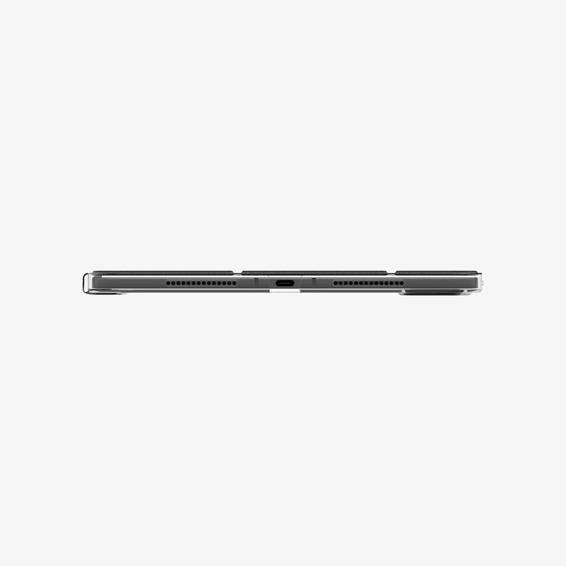 ACS09440 - iPad Pro 11-inch (2024) Case Liquid Air Folio in Black showing the side with usb c port and speaker 