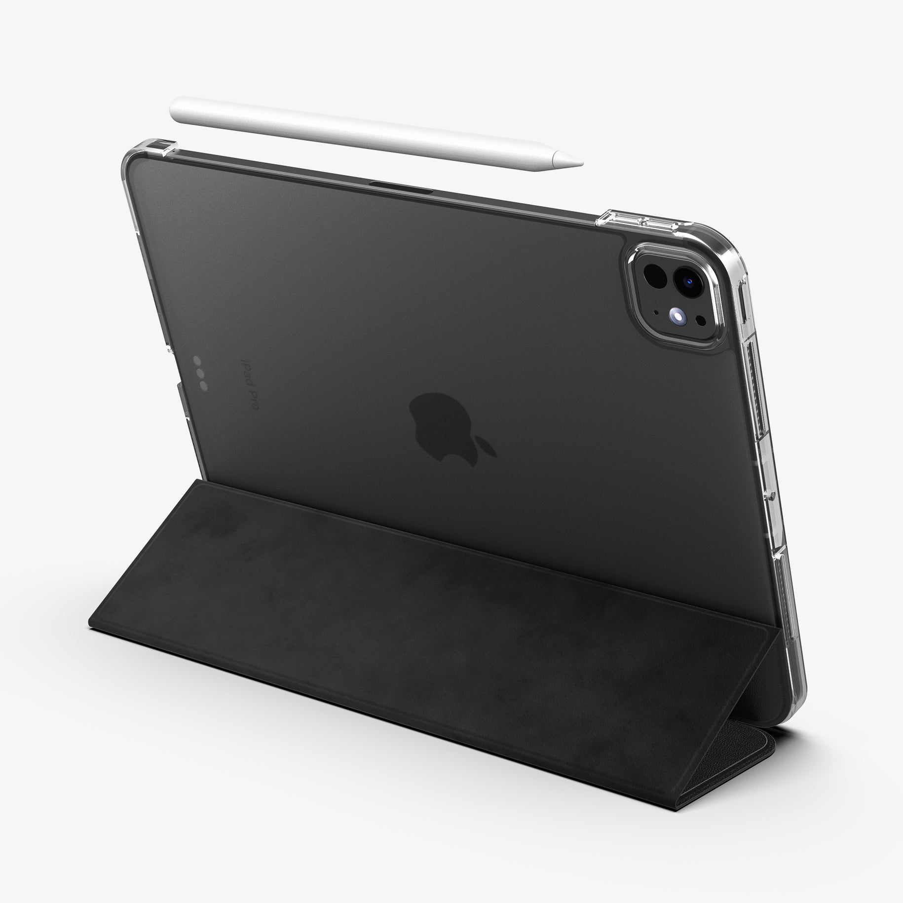 ACS09440 - iPad Pro 11-inch (2024) Case Liquid Air Folio in Black showing the back, cover folded into kickstand