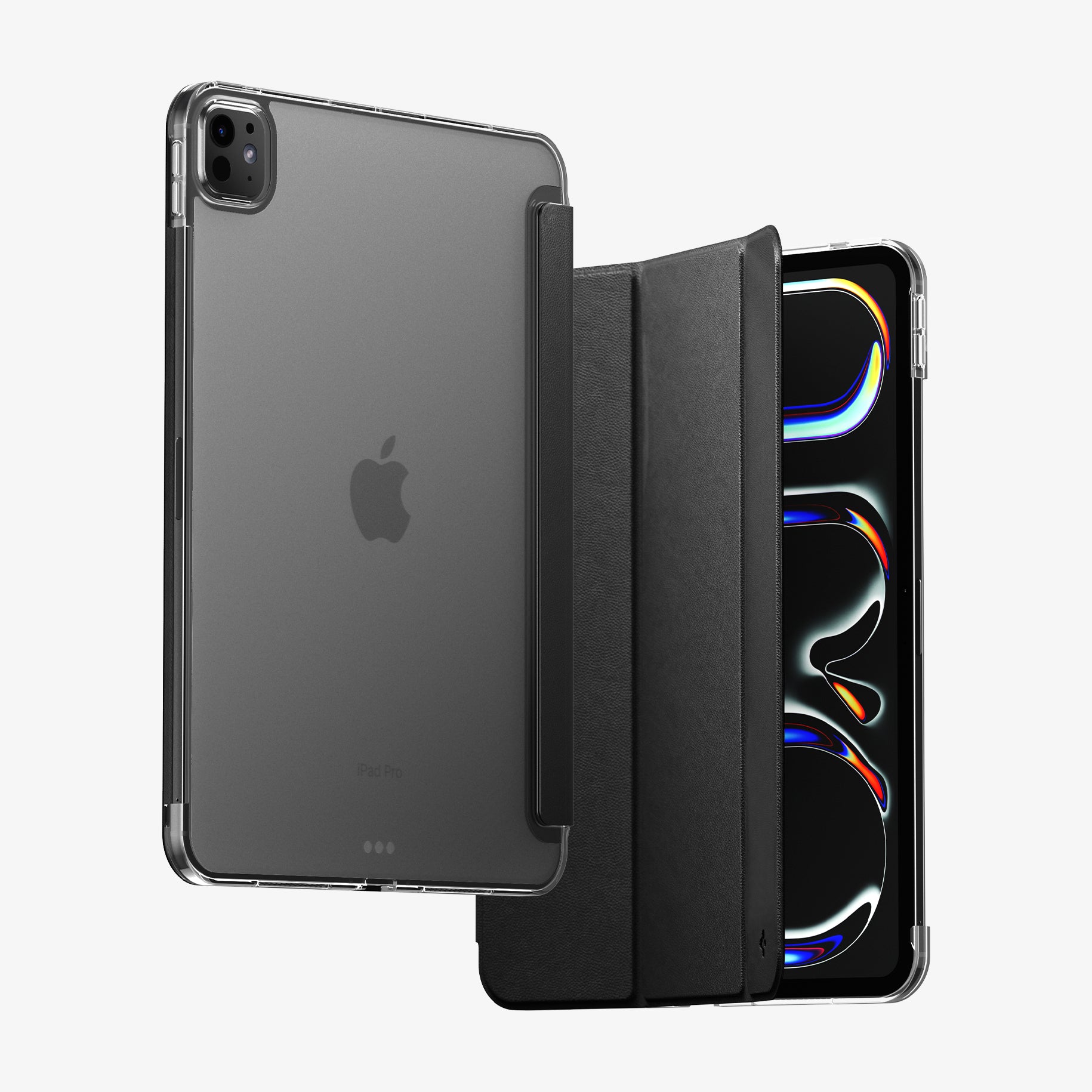ACS09440 - iPad Pro 11-inch (2024) Case Liquid Air Folio in Black showing the back, partial front and front of the device