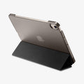 ACS02050 - iPad Air 11-inch- Smart Fold showing rear angled view with clear back and folded stand