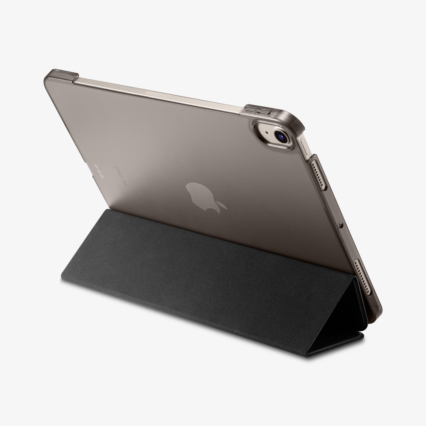 ACS02050 - iPad Air 11-inch- Smart Fold showing rear angled view with clear back and folded stand