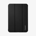 ACS03762 - iPad Mini 7 Liquid Air Folio showing the black textured tri-fold cover with Spigen logo at the bottom right corner