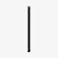 ACS11624 - Side profile of the frost black Spigen Ultra Hybrid case on an iPad Mini, showing the slim edge and volume button cutouts