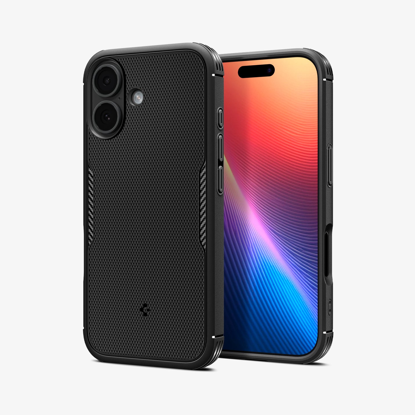 ACS09645 - iPhone 17 Core Armor (MagFit) in Matte Black showing the back, partial sides and front