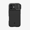 ACS09987 - iPhone 17 Series Case Optik Armor (MagFit) in black showing the back with camera lens exposed