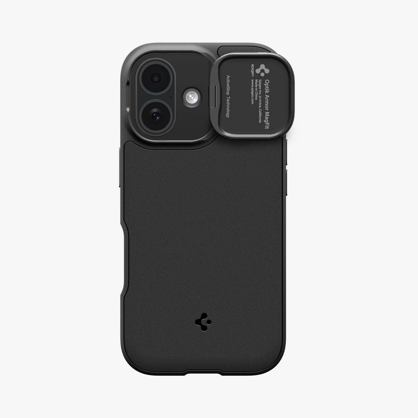 ACS09987 - iPhone 17 Series Case Optik Armor (MagFit) in black showing the back with camera lens exposed