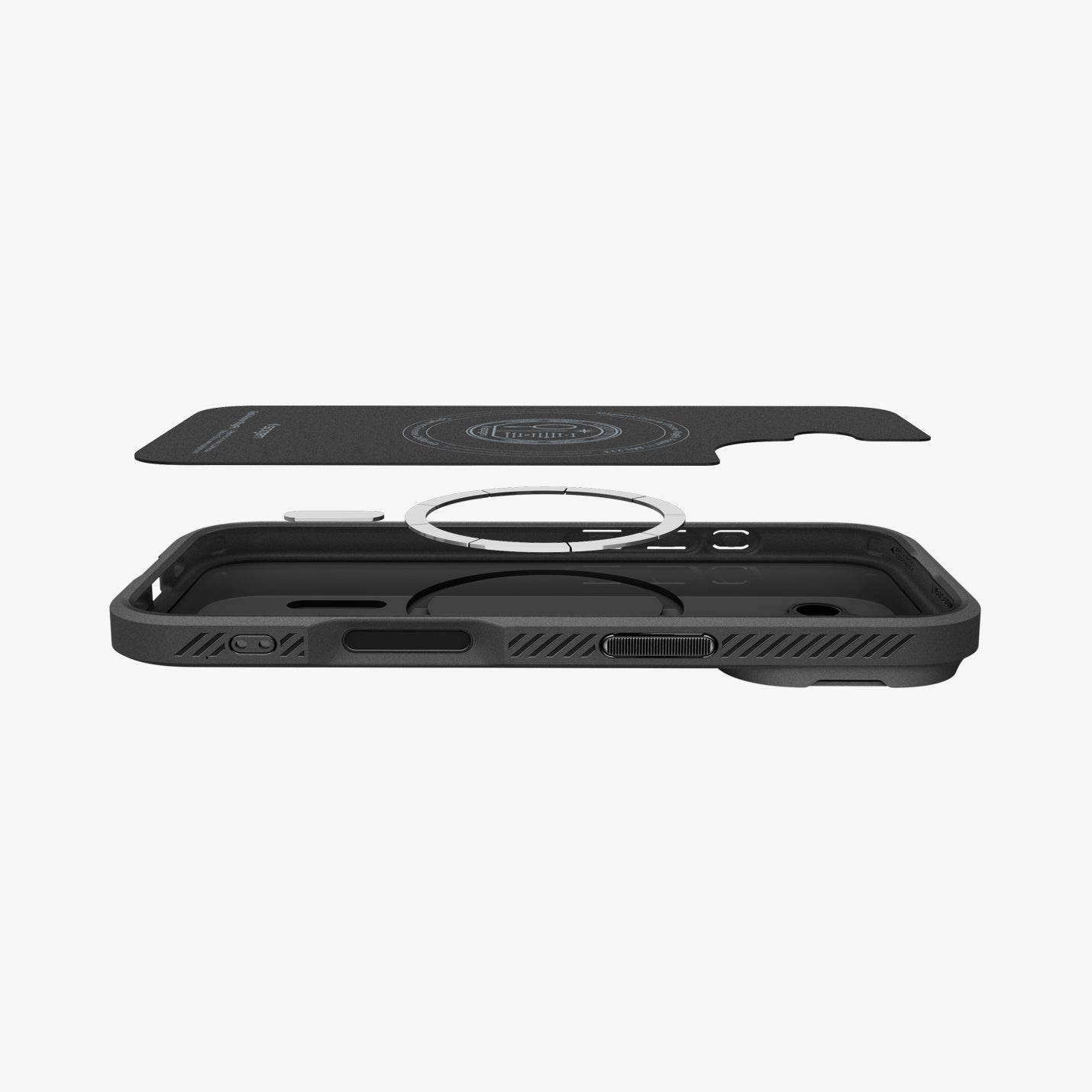 ACS09987 - iPhone 17 Series Case Optik Armor (MagFit) in black showing the back layer hovering above the case