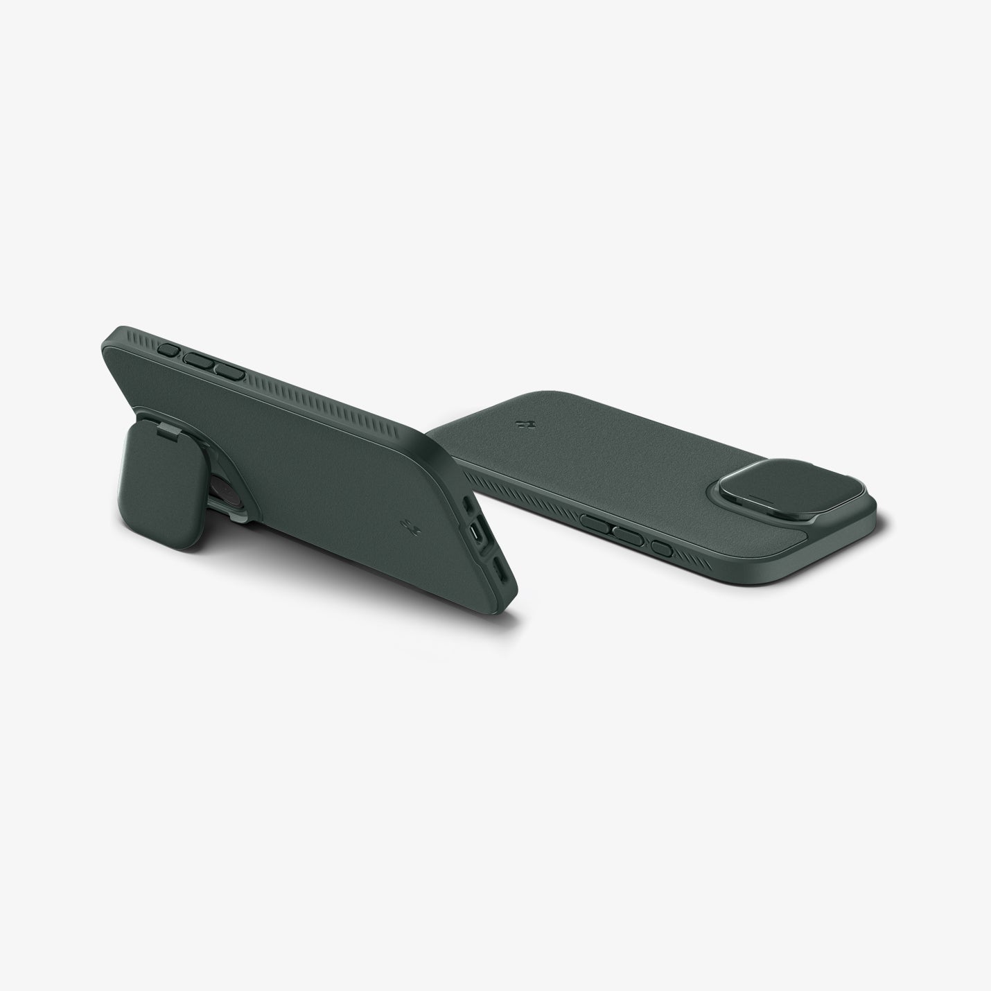 ACS09988 - iPhone 17 Series Case Optik Armor (MagFit) in abyss green showing the back of two devices