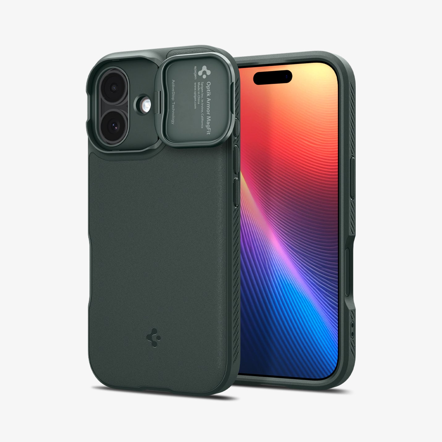 ACS09988 - iPhone 17 Series Case Optik Armor (MagFit) in abyss green showing the back and front