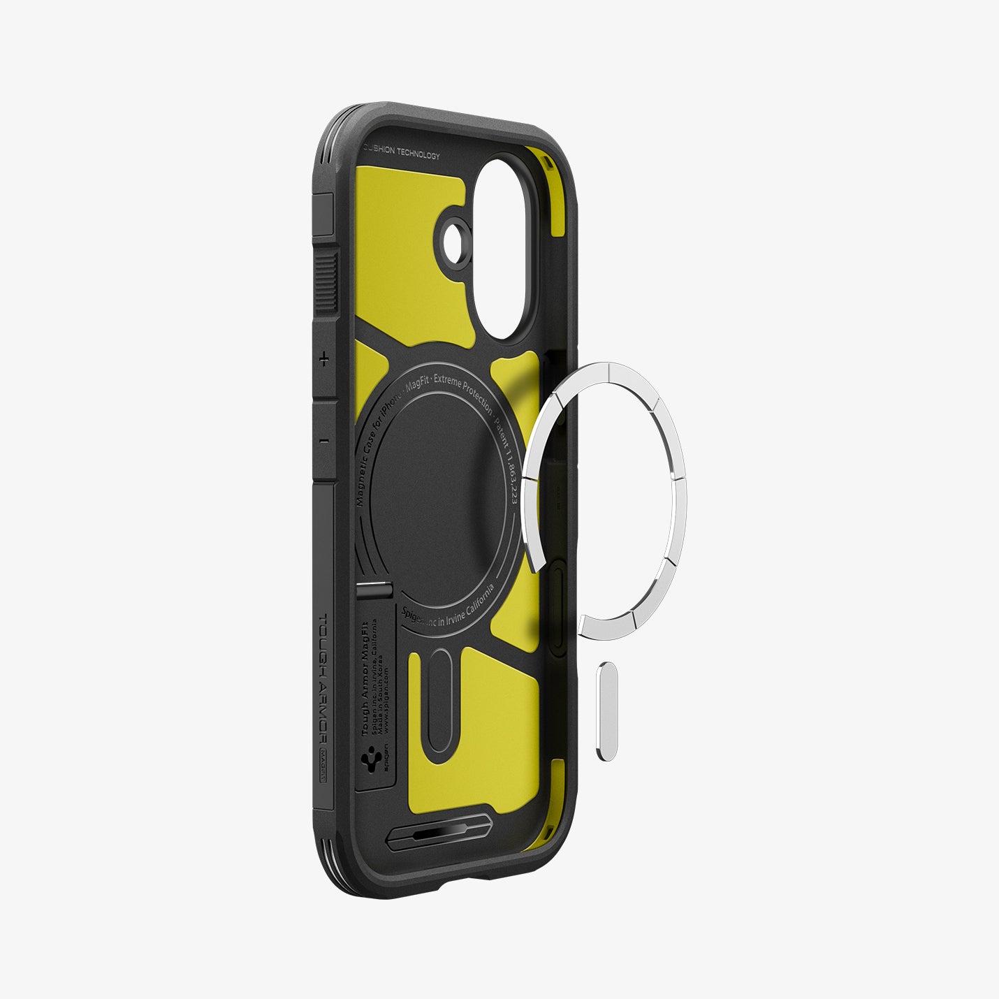 ACS09984 - iPhone 17 Case Tough Armor T AI (MagFit) in black showing the inside magnet ring layers