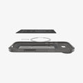 ACS09677 - iPhone 17 Air Core Armor (MagFit) in Marble Gray showing the back cover hovering above detached metal ring plate and the back of the case