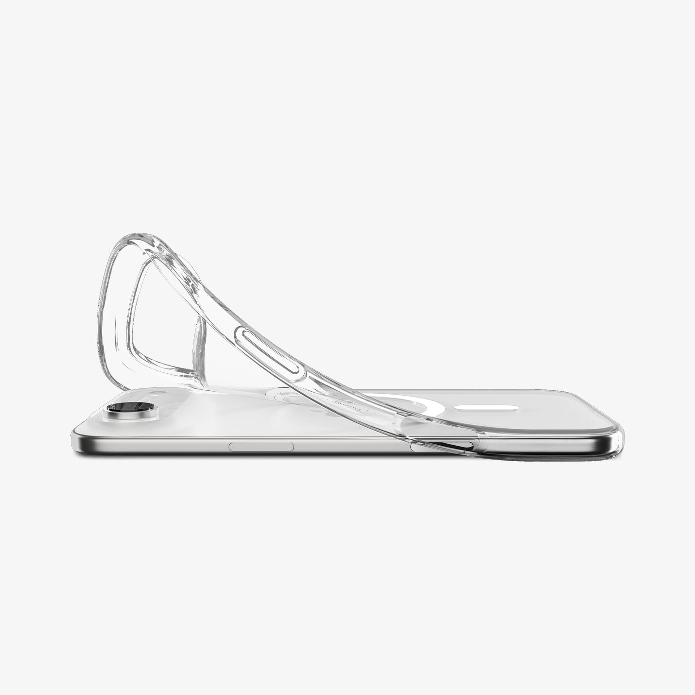 ACS09615 - iPhone 17 Air Crystal Flex (MagFit) in Clear White showing the back, hovering above the device
