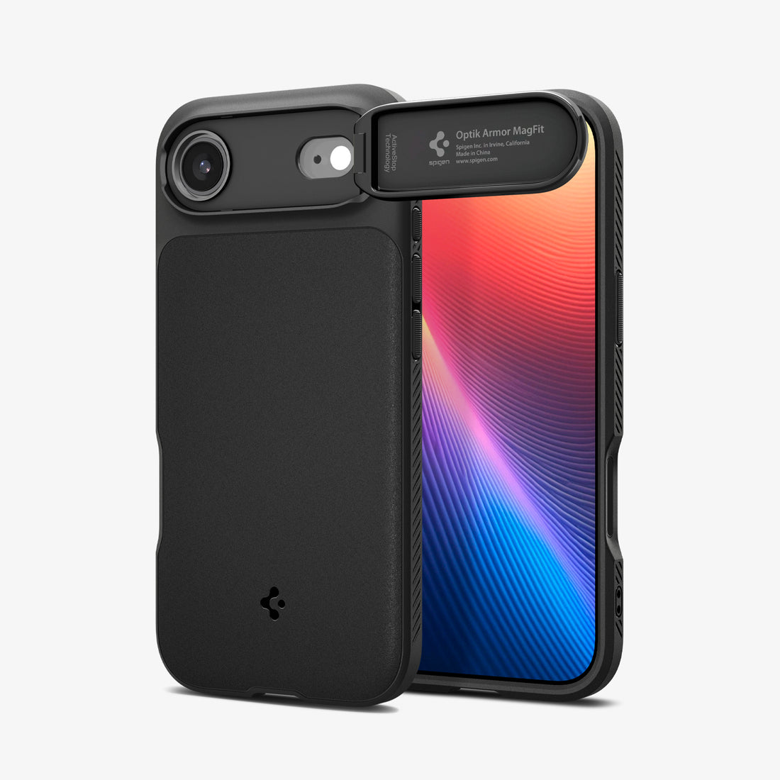 ACS09930 - iPhone 17 Air Series Case Optik Armor (MagFit) in black showing the back and front