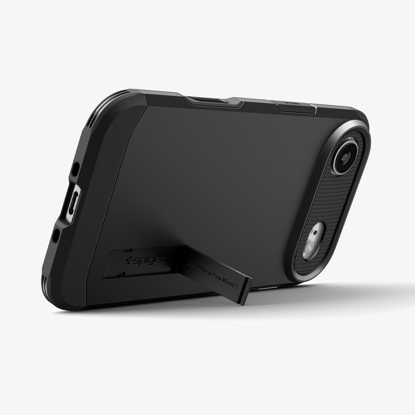 ACS09928 - iPhone 17 Air Case Tough Armor T AI (MagFit) in black showing the back with device propped up by built in kickstand