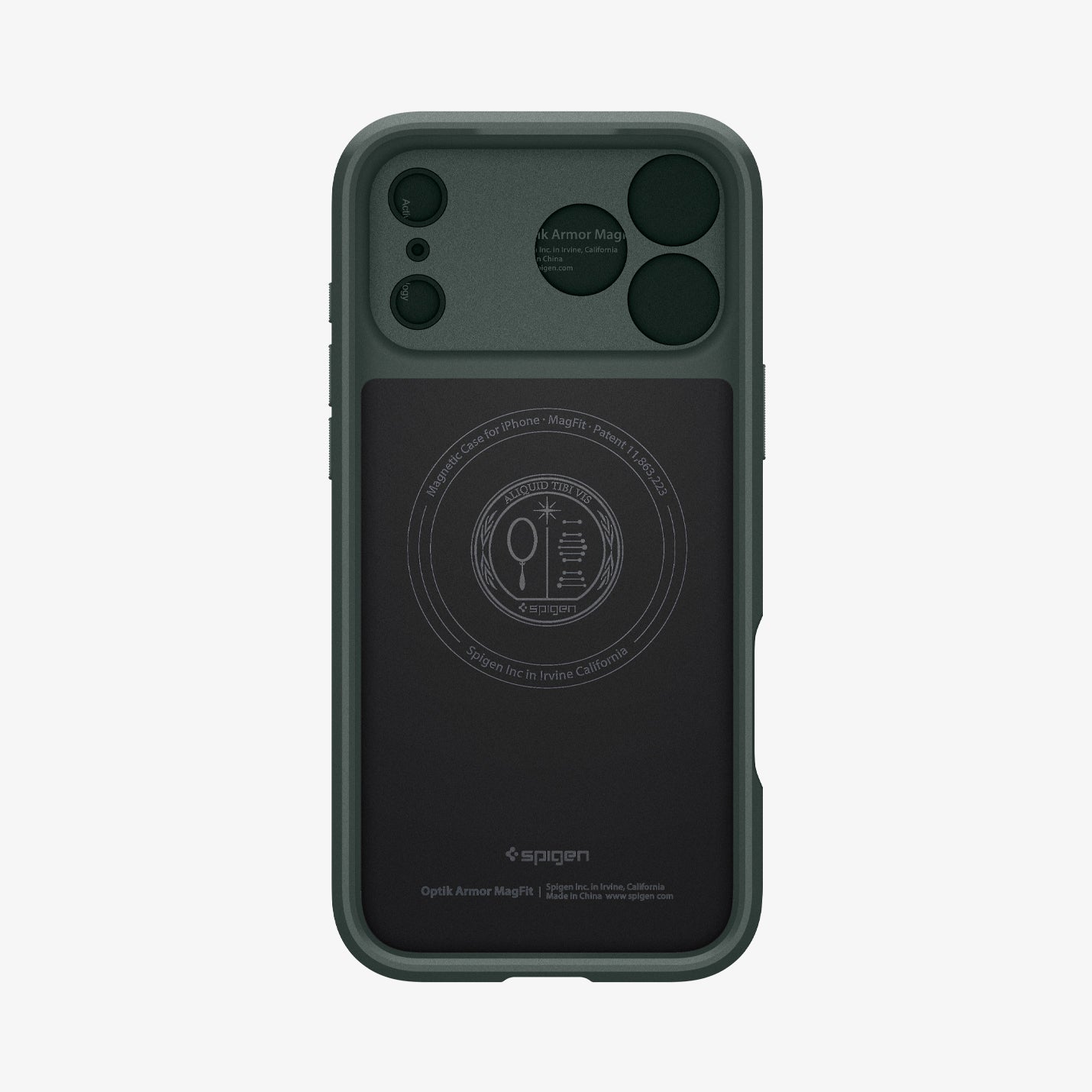 ACS09901 - iPhone 17 Pro Max Series Case Optik Armor (MagFit) in abyss green showing the inside of case