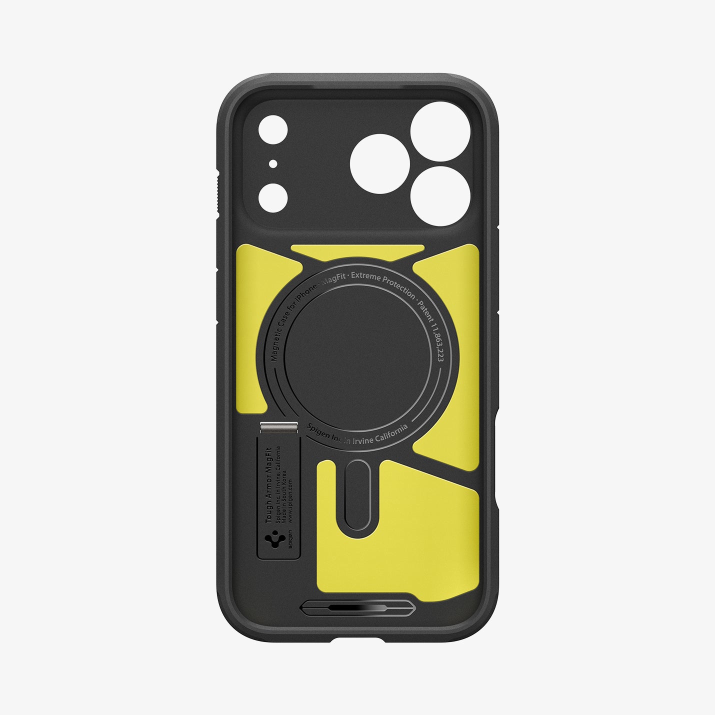 ACS09897CC - iPhone 18 Pro Max / iPhone 17 Pro Max Tough Armor T Mag Fit Black showing the interior structure with a built-in magnetic ring and shock-absorbing padding