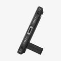 ACS09897CC - iPhone 18 Pro Max / iPhone 17 Pro Max Tough Armor T Mag Fit Black showing the integrated kickstand extended for hands-free viewing