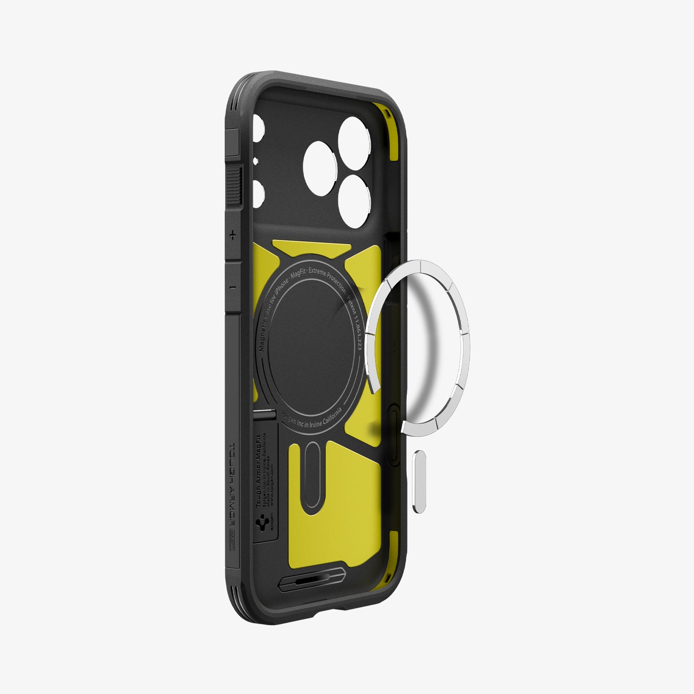 ACS09950 - iPhone 17 Pro Case Tough Armor T AI (MagFit) in black showing the inside magnet ring layers