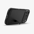 ACS09950CC - iPhone 18 Pro / iPhone 17 Pro Tough Armor T Mag Fit Black showing the kickstand supporting the case in landscape orientation