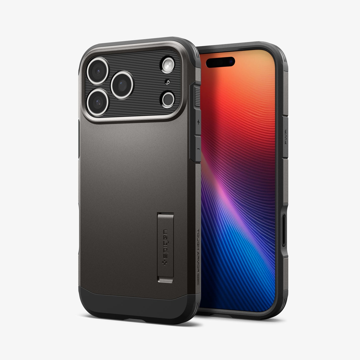 ACS09951 - iPhone 17 Pro Case Tough Armor T AI (MagFit) in gunmetal showing the back and front