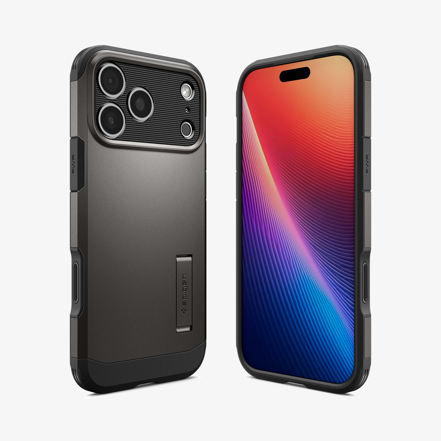 ACS09951 - iPhone 17 Pro Case Tough Armor T AI (MagFit) in gunmetal showing the back, front and sides