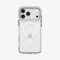 ACS11921 - iPhone 18 Pro / iPhone 17 Pro Ultra Hybrid Optik S (Mag Fit) Clear Silver showing the clear case from the back with a visible magnetic ring and raised camera frame