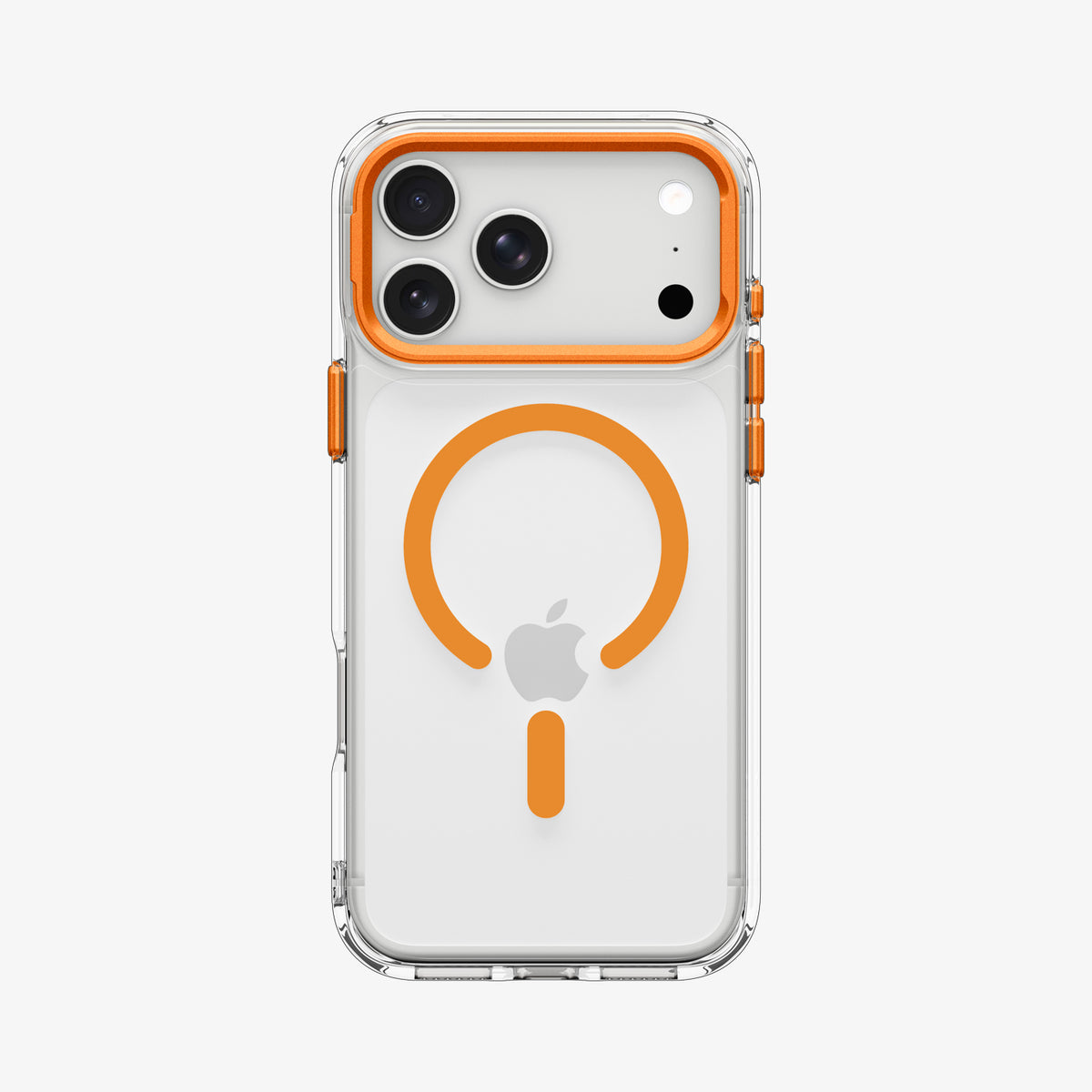 ACS11910 - iPhone 18 Pro Max / iPhone 17 Pro Max Ultra Hybrid Optik S (Mag Fit) Clear Orange showing the clear case from the back with a visible magnetic ring and raised camera frame