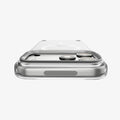ACS11908 - iPhone 18 Pro Max / iPhone 17 Pro Max Ultra Hybrid Optik S (Mag Fit) Clear Silver showing a close-up of the raised camera frame folded flat around the camera area