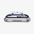 ACS11909 - iPhone 18 Pro Max / iPhone 17 Pro Max Ultra Hybrid Optik S (Mag Fit) Clear Deep Blue showing a close-up of the raised camera frame folded flat around the camera area