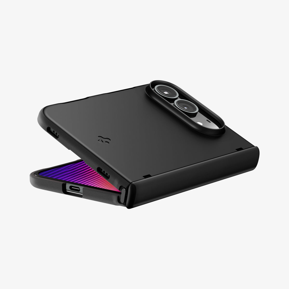 ACS11694 - iPhone Duo Air Fit Pro (Mag Fit) showing the case partially folded with raised camera protection and reinforced edges