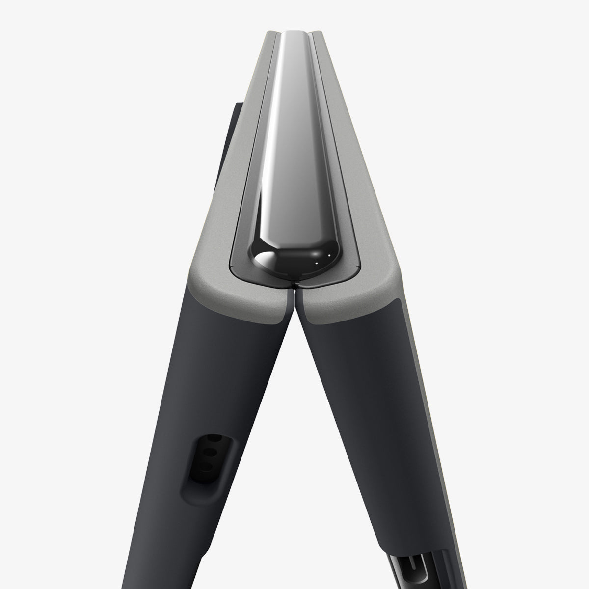 ACS11687 - iPhone Duo Nano Pop (Mag Fit) in Black Sesame showing a close-up of the hinge area highlighting the hinge-free folding design