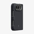 ACS11687 - iPhone Duo Nano Pop (Mag Fit) in Black Sesame showing an angled rear view highlighting the camera frame, side controls, and textured grip