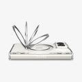 ACS11782 - iPhone Duo  Ultra Hybrid Pro S (Mag Fit) showing a metal ring stand extended at multiple angles on the back of a folded phone case