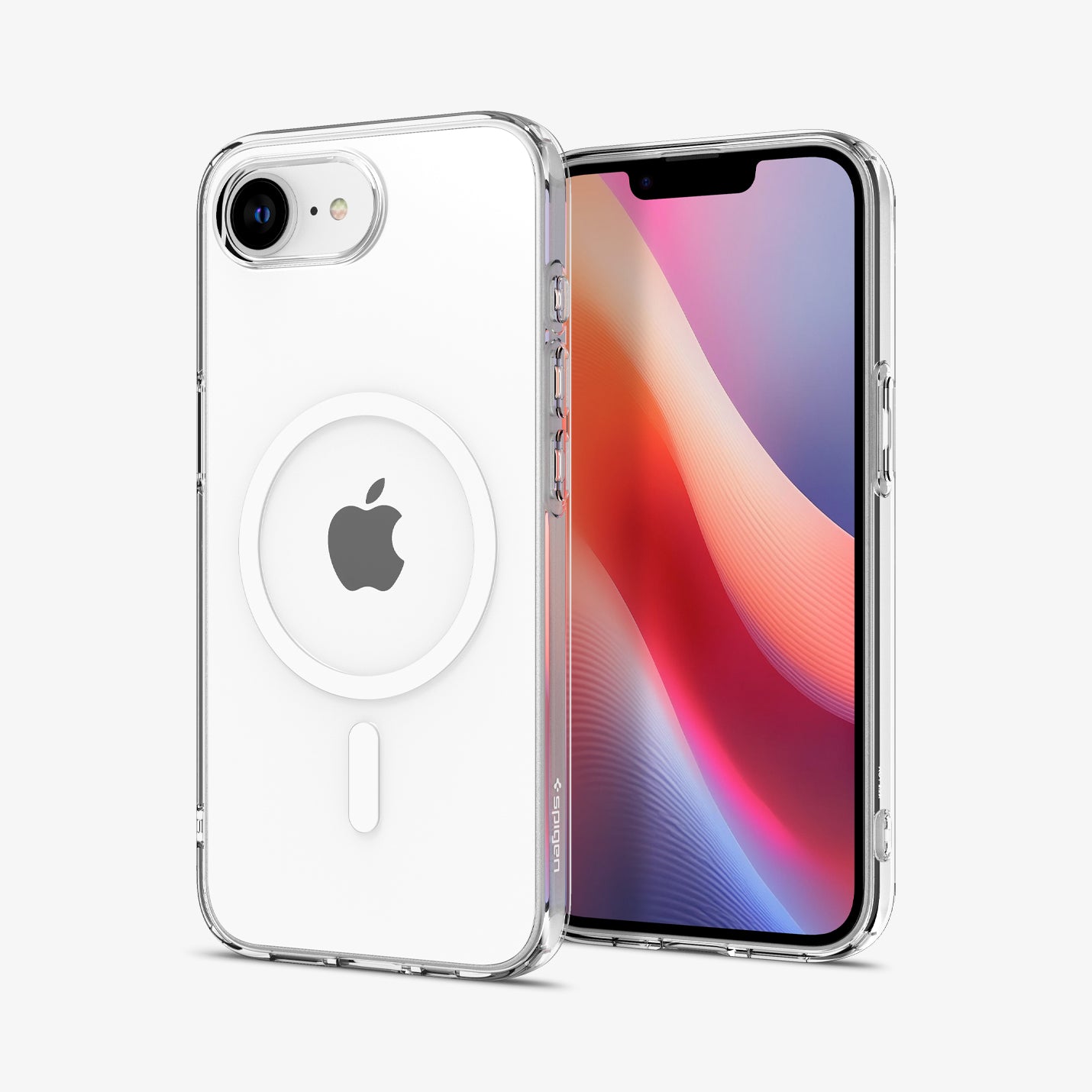 ACS09150 - iPhone 16e Case Liquid Crystal (MagFit) in Clear White showing the back, partial front and sides