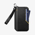 AFA07574 - Klasden Passport Organizer KD500 in Black showing the front with passport and ticket tucked in